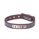 Reflective Leather Personalized Dog Collar with Engraved Tag Reflective Leather Personalized Dog Collar with Engraved Tag