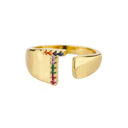 Rainbow Zircon Letter Rings For Women Fashion Jewelry 2024 Rainbow Zircon Letter Rings For Women Fashion Jewelry 2024