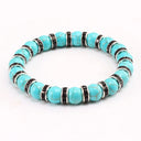 Blue Beaded Bracelet Charm Natural Stone Crystal Septa Stretch Blue Beaded Bracelet Charm Natural Stone Crystal Septa Stretch