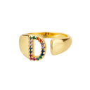 Rainbow Zircon Letter Rings For Women Fashion Jewelry 2024 Rainbow Zircon Letter Rings For Women Fashion Jewelry 2024