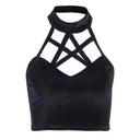 Gothic Cross Print Lace Trim Crop Top Edgy Corset Tank Gothic Cross Print Lace Trim Crop Top Edgy Corset Tank