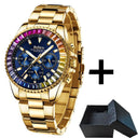 Rainbow Diamond Gold Watch Stylish Timepiece for Men Rainbow Diamond Gold Watch Stylish Timepiece for Men