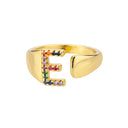 Rainbow Zircon Letter Rings For Women Fashion Jewelry 2024 Rainbow Zircon Letter Rings For Women Fashion Jewelry 2024