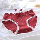 Strawberry Heart Lace Cotton Briefs Soft High-Rise Lingerie Strawberry Heart Lace Cotton Briefs Soft High-Rise Lingerie