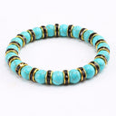 Blue Beaded Bracelet Charm Natural Stone Crystal Septa Stretch Blue Beaded Bracelet Charm Natural Stone Crystal Septa Stretch