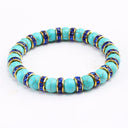 Blue Beaded Bracelet Charm Natural Stone Crystal Septa Stretch Blue Beaded Bracelet Charm Natural Stone Crystal Septa Stretch