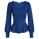 Elegant Puffed Sleeve Peplum Top Chic Women's Blouse Style Elegant Puffed Sleeve Peplum Top Chic Women's Blouse Style