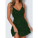 Sultry Dot Print V-Neck Dress Elegant Backless Style Chic Sultry Dot Print V-Neck Dress Elegant Backless Style Chic