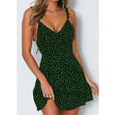 Sultry Dot Print V Neck Dress Backless Chic Elegant Sultry Dot Print V Neck Dress Backless Chic Elegant