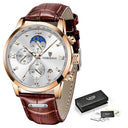 LIGE Men's Chronograph Leather Watch Stylish Japanese Quartz LIGE Men's Chronograph Leather Watch Stylish Japanese Quartz
