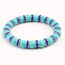 Blue Beaded Bracelet Charm Natural Stone Crystal Stretch Blue Beaded Bracelet Charm Natural Stone Crystal Stretch
