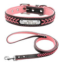 Personalized Braided Leather Dog Collar with Name Plate Personalized Braided Leather Dog Collar with Name Plate