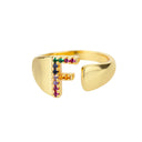 Rainbow Zircon Letter Rings For Women Fashion Jewelry 2024 Rainbow Zircon Letter Rings For Women Fashion Jewelry 2024