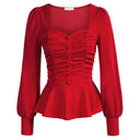 Elegant Puffed Sleeve Peplum Top Chic Women's Blouse Style Elegant Puffed Sleeve Peplum Top Chic Women's Blouse Style