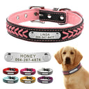 Personalized Braided Leather Dog Collar with Name Plate Personalized Braided Leather Dog Collar with Name Plate