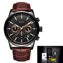 LIGE Men's Chronograph Leather Watch Stylish Japanese Quartz LIGE Men's Chronograph Leather Watch Stylish Japanese Quartz