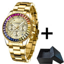 Rainbow Diamond Gold Watch Stylish Timepiece for Men Rainbow Diamond Gold Watch Stylish Timepiece for Men