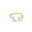 Zircon Initial A-Z Letter Rings For Women Adjustable Steel Ring Zircon Initial A-Z Letter Rings For Women Adjustable Steel Ring
