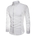 Sheer Mesh Floral Embroidered Men's Party Shirt Clubwear Sheer Mesh Floral Embroidered Men's Party Shirt Clubwear