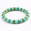 Blue Beaded Bracelet Charm Natural Stone Crystal Septa Stretch Blue Beaded Bracelet Charm Natural Stone Crystal Septa Stretch