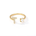 Zircon Initial A-Z Letter Rings For Women Adjustable Steel Ring Zircon Initial A-Z Letter Rings For Women Adjustable Steel Ring