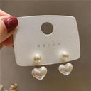 Heart Pearl Earrings Elegant Feminine Jewelry Chic Look Heart Pearl Earrings Elegant Feminine Jewelry Chic Look