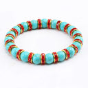 Blue Beaded Bracelet Charm Natural Stone Crystal Septa Stretch Blue Beaded Bracelet Charm Natural Stone Crystal Septa Stretch