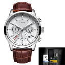 LIGE Men's Chronograph Leather Watch Stylish Japanese Quartz LIGE Men's Chronograph Leather Watch Stylish Japanese Quartz
