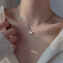 New Shiny Butterfly Necklace Ladies Exquisite Double Layer Chain New Shiny Butterfly Necklace Ladies Exquisite Double Layer Chain