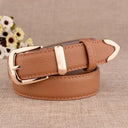 Elegant Gold Buckle Leather Belt for Stylish Women Elegant Gold Buckle Leather Belt for Stylish Women