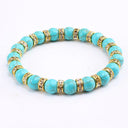 Blue Beaded Bracelet Charm Natural Stone Crystal Septa Stretch Blue Beaded Bracelet Charm Natural Stone Crystal Septa Stretch