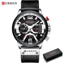 Mens Leather Chronograph Watch Timepiece Modern Style Mens Leather Chronograph Watch Timepiece Modern Style