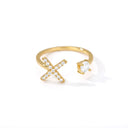 Zircon Initial A-Z Letter Rings For Women Adjustable Steel Ring Zircon Initial A-Z Letter Rings For Women Adjustable Steel Ring