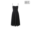 Ruched French Retro Square Collar Steel Ring Suspender Skirt Ruched French Retro Square Collar Steel Ring Suspender Skirt
