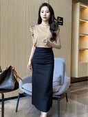 Elegant High Waist Split Skirt Versatile Slimming Essential Elegant High Waist Split Skirt Versatile Slimming Essential