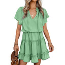 Dilamon Waist-Tight Sexy V-neck Short Sleeve Dress For Women Dilamon Waist-Tight Sexy V-neck Short Sleeve Dress For Women