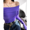 ZR Fashion Strapless T Shirt Streetwear For Spring ZR Fashion Strapless T Shirt Streetwear For Spring