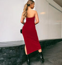 Wrapped Chest Side Slit Dress Summer Street Style Essential Wrapped Chest Side Slit Dress Summer Street Style Essential