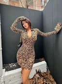 Tiger Stripe Slim Fit Dress: Stylish Versatile Fashion Tiger Stripe Slim Fit Dress: Stylish Versatile Fashion