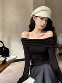 Sexy Off-Shoulder T-Shirt Chic Autumn Fashion Sensation Sexy Off-Shoulder T-Shirt Chic Autumn Fashion Sensation