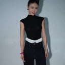 Aolol Millennium Retro Small Flying Sleeves Slimming Top Aolol Millennium Retro Small Flying Sleeves Slimming Top