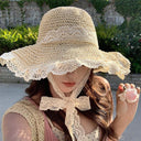 Color Woven Hollowed Women's Summer Seaside Straw Hat Color Woven Hollowed Women's Summer Seaside Straw Hat