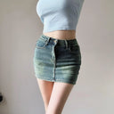 Vintage Blue High Waist Denim Skirt Sexy Chic Short Dress Vintage Blue High Waist Denim Skirt Sexy Chic Short Dress