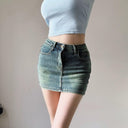Vintage Blue High Waist Denim Skirt Sexy Chic Short Dress Vintage Blue High Waist Denim Skirt Sexy Chic Short Dress