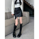 Asymmetrical PU Leather Skirt Winter Chic Style Statement Asymmetrical PU Leather Skirt Winter Chic Style Statement