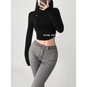 Chic Pleated Turtleneck Tee for Elegant Autumn Style Chic Pleated Turtleneck Tee for Elegant Autumn Style