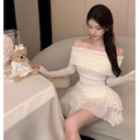 Elegant Milk Good Fabric Cake Two-Piece Set Spring Party Outfit Elegant Milk Good Fabric Cake Two-Piece Set Spring Party Outfit