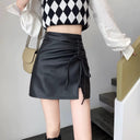 Black Sheath Leather Skirt for European Chic Autumn Style Black Sheath Leather Skirt for European Chic Autumn Style