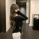 Stylish Hot Girl Irregular T-shirt Winter Fashion Trend Stylish Hot Girl Irregular T-shirt Winter Fashion Trend
