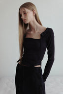 Korean Retro Off-Shoulder Top Autumn Style Essential Korean Retro Off-Shoulder Top Autumn Style Essential